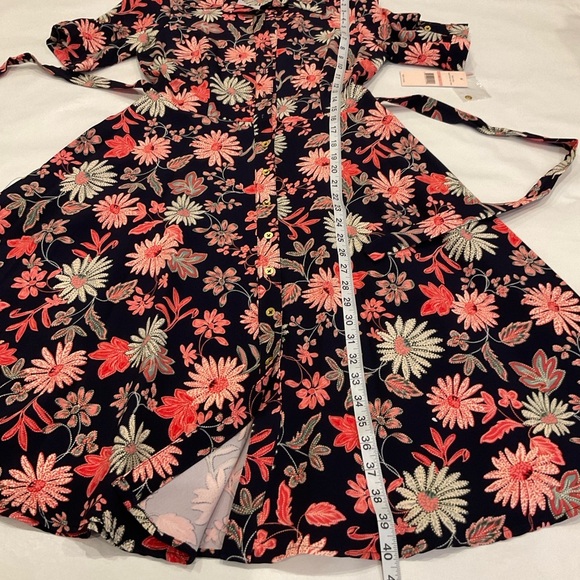 NWT Nanette Lepore Fit & Flare Midi Dress Floral Print Belted with Pockets Sz 2 - Picture 12 of 15